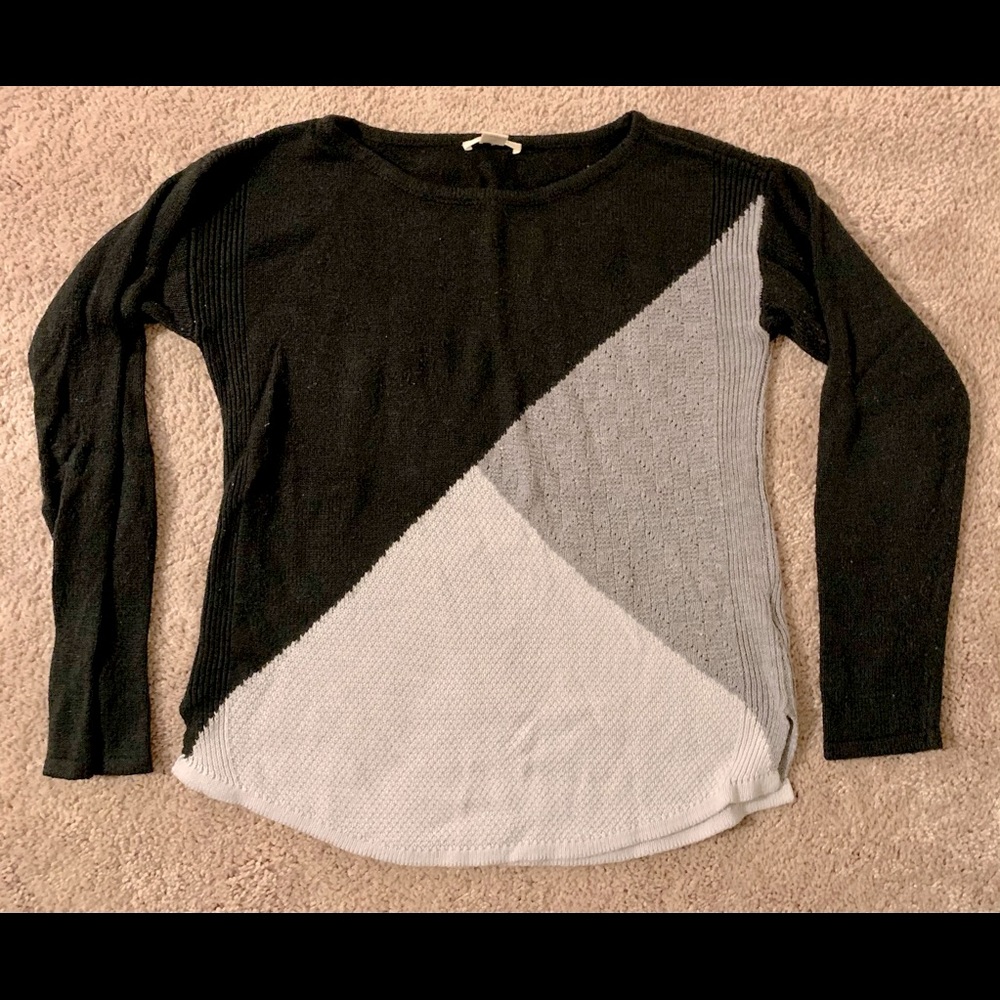 Coloblock Multi-texture Sweater Size Petite Small